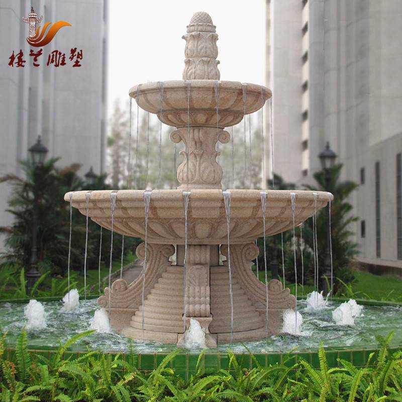 Yellow Rust Stone Water Fountains—European-Style Stone Fountains, Scenic Park Water Feature Sculptur