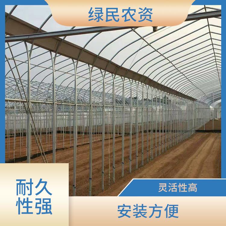 Photo of greenhouse frame structure—highly adjustable, no welding required